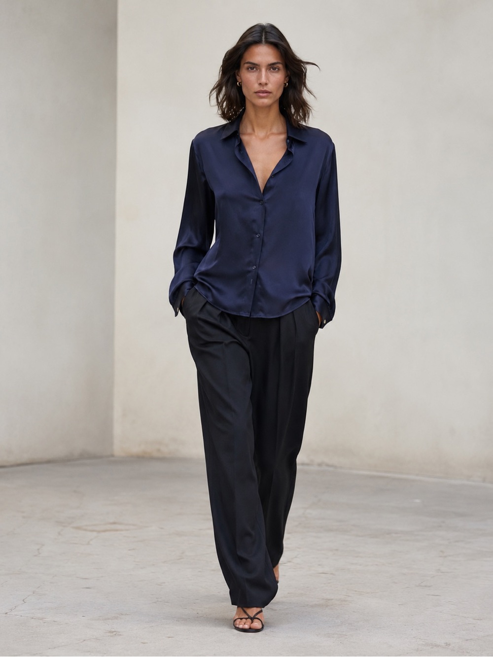 THE KOOPLES 100% Silk Navy Button-Down Blouse NWT Size Small - Picture 2 of 12